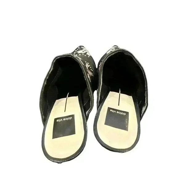 Dolce Vita Black Embroidered Studded Leather Mules, Size 8, Pre-Owned - Picture 5 of 12